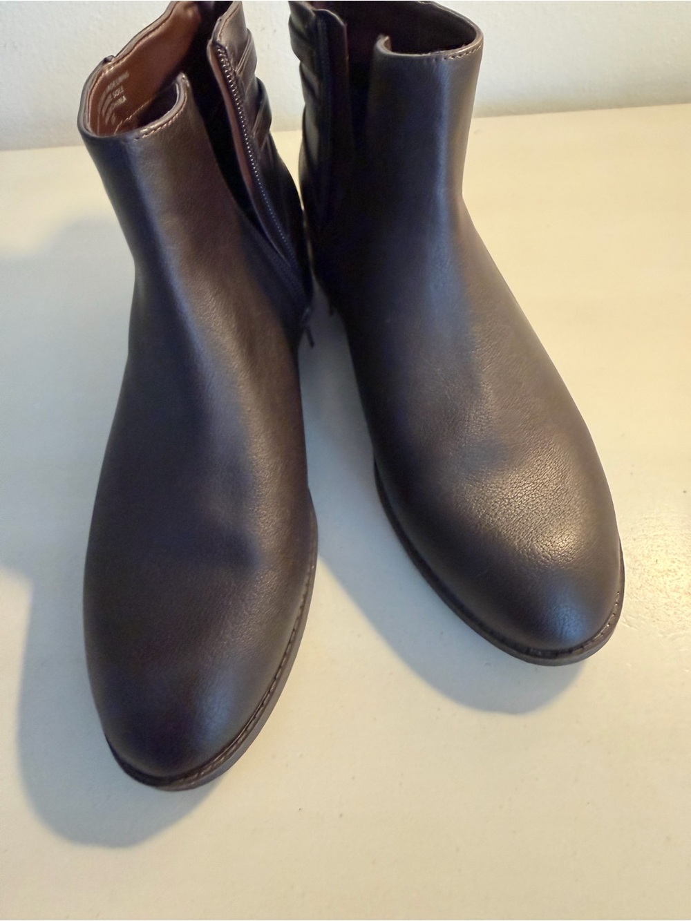 Kelly & Katie Black Faux Leather Ankle Booties with Side Zip